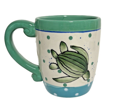 Blue Sky Clayworks Diane Leatherback Turtle Mug 2008   Coastal Ocean 16 oz