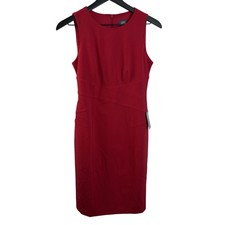 VINCE CAMUTO Red Ponte Knit Sleeveless Sheath Dress Sz 4