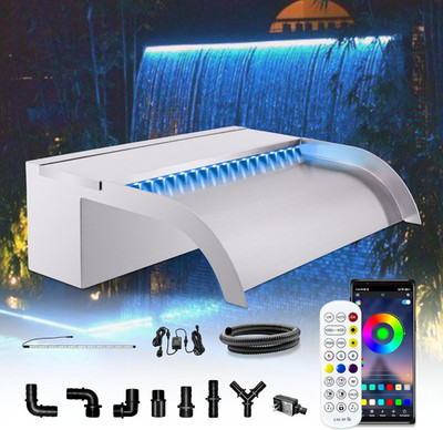 Waterfall Pool Fountain,  Stainless Steel Waterfall Spillway for Pools and Ponds
