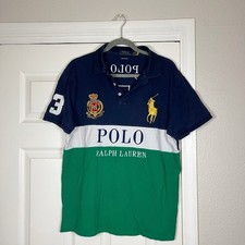 Polo Ralph Lauren Big Pony Crest Emblem 3 Colorblock Custom Slim Fit Polo XL
