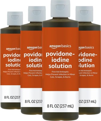 Amazon Basics First Aid Antiseptic, 10% Povidone Iodine Solution, 8 Fl Oz,... 