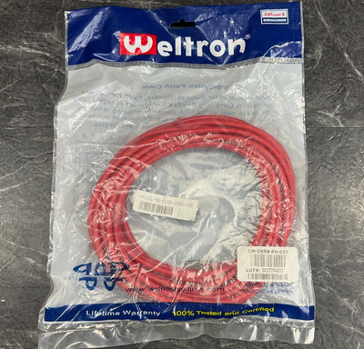 Weltron 25Ft Cat6 Shielded Red Patch Cable 90-C6SB-25RD-TAA NEW FACTORY SEALED! 