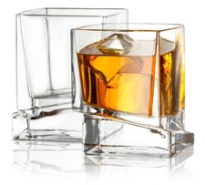 Carre Square Scotch Glasses, Old Fashioned Whiskey Glasses 10-Ounce, Ultra Cl...
