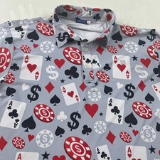 HRESKI Mens Shirt XL Vegas Casino Cards Aces All Over Print Performance Golf