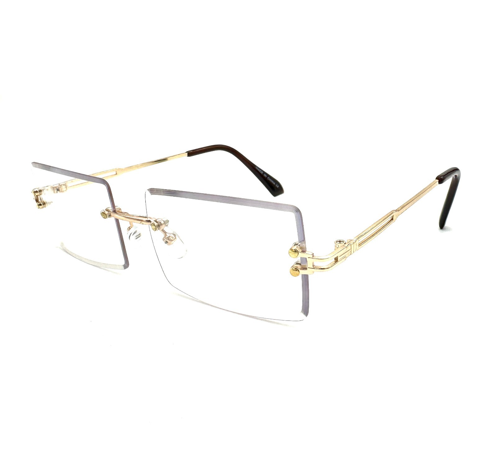 Vintage Rectangle Frameless Luxury Hiphop Non-Prescription Glasses
