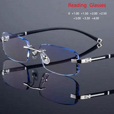 Men Rimless Blue Light Blocking Reading Glasses Classic Presbyopic Glasses New