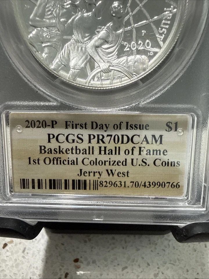 2020 P $1 PCGS PR70DCAM FDOI -Jerry West!! Colorized ! Basketball Hall Of Fame - Image 3 of 4