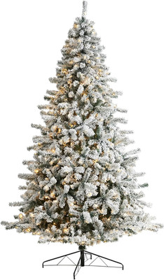 10Ft Flocked Spruce Christmas Tree with 800 LED Lights & 1880 Branches