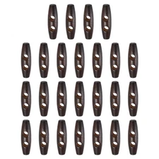 25pcs Wooden Toggle Buttons 40mm Double Hole Olive Sewing Button, Dark Brown