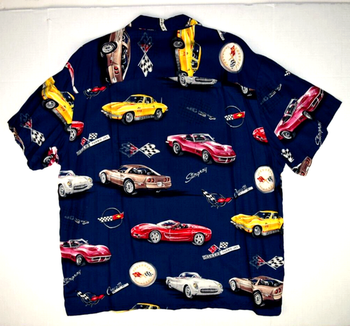 Hawaiian Shirt VTG Paradise Found 80s 90s GM Licensed Corvette Shirt Sz XL