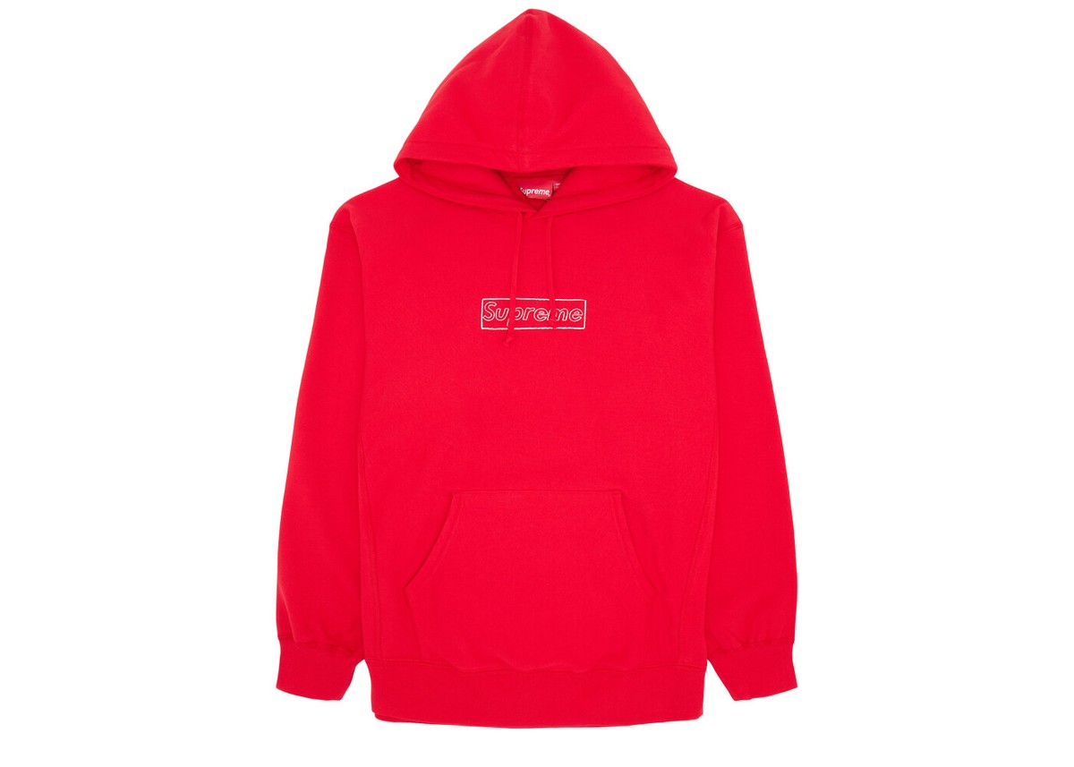 NEW Supreme x KAWS Chalk Box Logo Bogo Red Hoodie Sweatshirt NEW Supreme x KAWS Chalk Box Logo Bogo Red Hoodie Sweatshirt