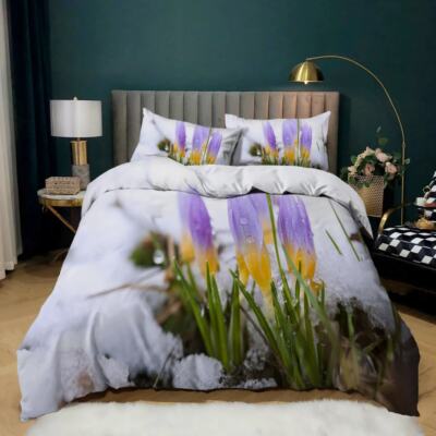 Tulip Competition Purple Sky 3D Quilt Duvet Doona Cover Set Pillow case Print