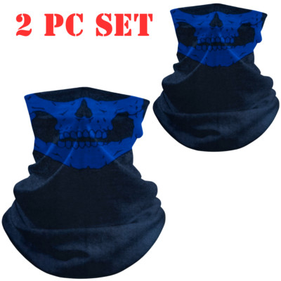 2pc FACE MASK Neck Gaiter Bandana Skull Cover Balaclava Reusable Gator Shield