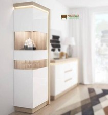 LYON 198 CM DISPLAY CABINET NARROW (LH) INCL LED LIGHTING IN RIVIERA OAK/WHITE H