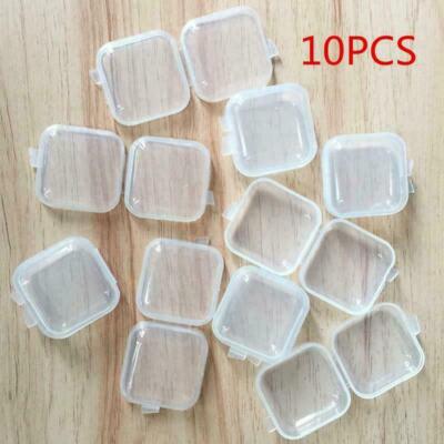 10PCS Mini Clear Plastic Small Box Jewelry Storage Container Beads Clear Storage