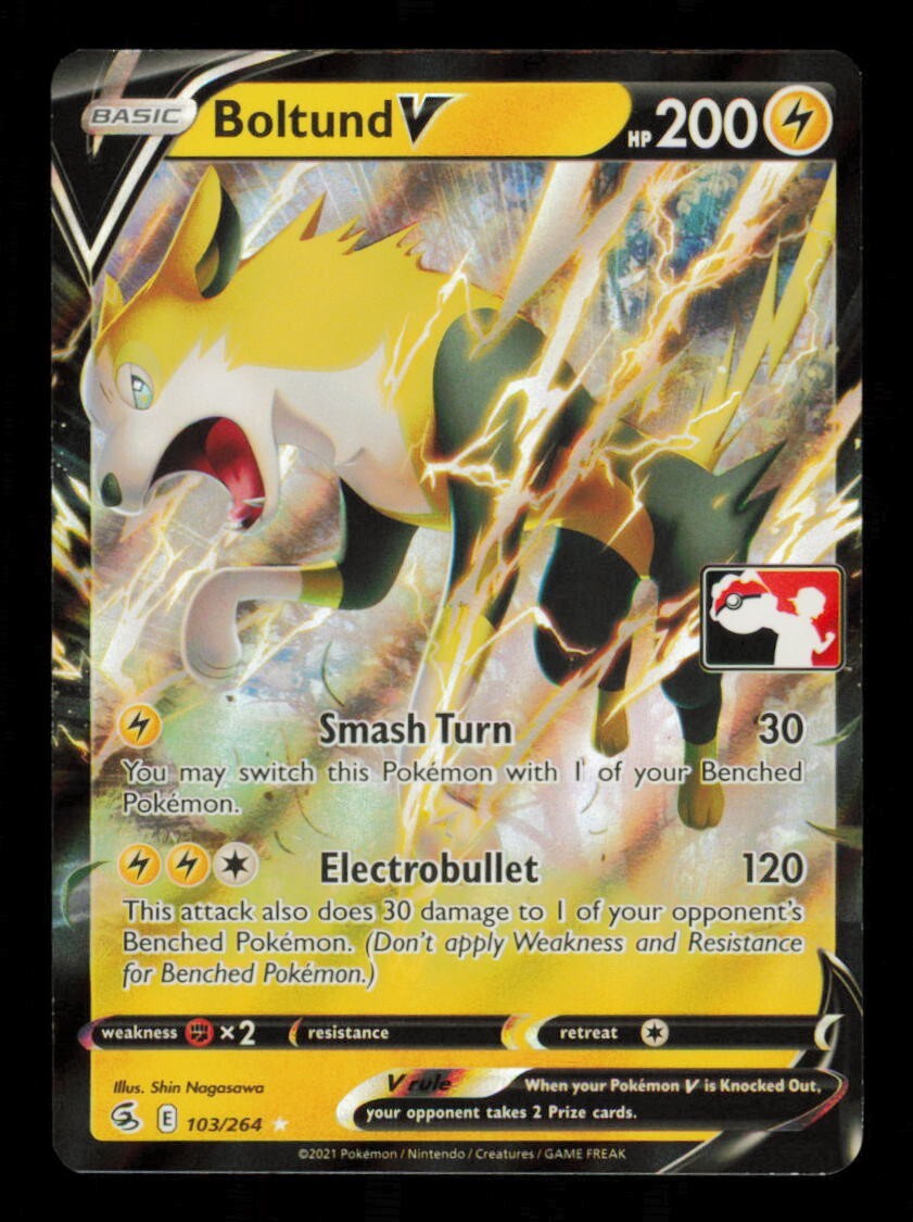 Pokemon Card Boltund V 103/264 Paquete de Premios Promo Serie 2 Dos Casi Nuevo 2021