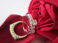 2 piece Sterling Silver Wedding Engagement Ring with 10 round cut CZ's size 9