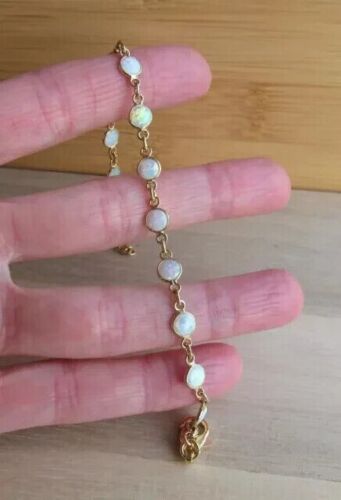 Oval Cut Simulated Fire Opal Women's Gorgeous Bracelet In 14k Yellow Gold Plated - Picture 3 of 5