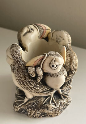 Harmony Kingdom Puffin Trinket Box In Fine Feather MADE IN England