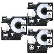 3PK White on Clear Fits DYMO D1 45020 LabelManager 100 200 Label 0.47" Tape 12mm