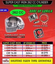 BRT Racing Honda CRF150 CRF 150 Super Cast Iron Cylinder Bore Up 262 CC