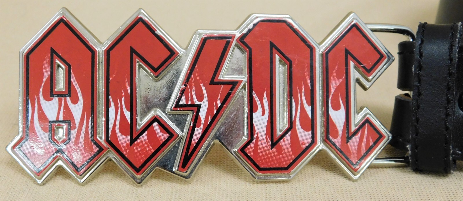 ACDC 2003 Metal FLAMES Belt & Buckle Leidseplein Pres… - Gem