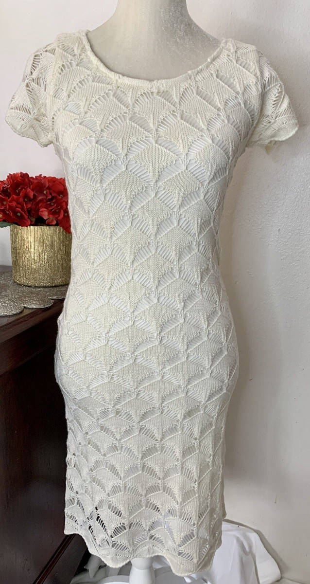 J.F.W. Just For Wraps Ivory Crochet Dress Size Medium Juniors