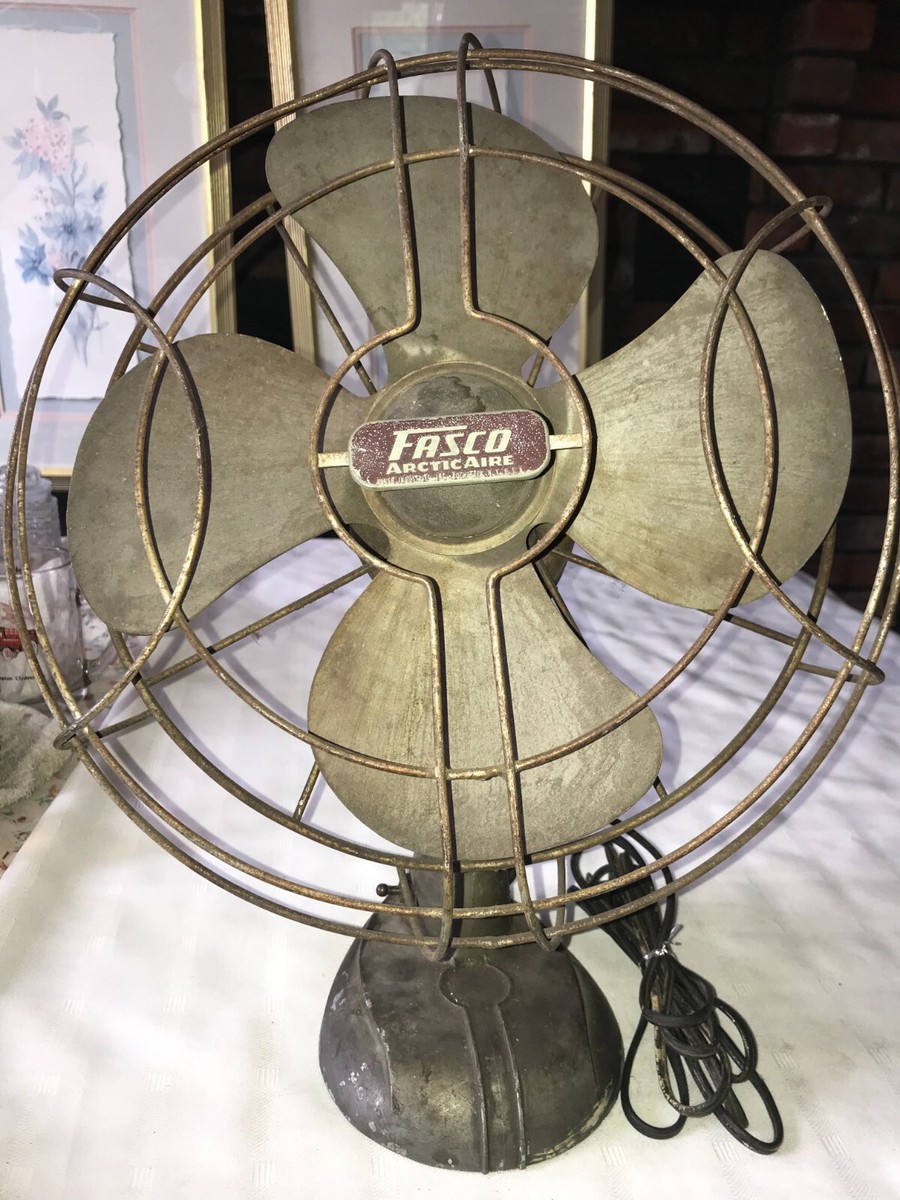 Vintage FASCO K124A ARCTIC AIRE Electric ALL METAL Blade Fan 17
