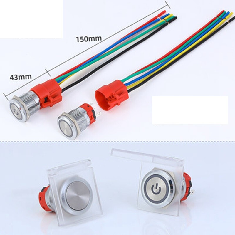19mm Metal Push Button Ring LED Light Lock 8 Pins 2NO 2NC Waterproof ...