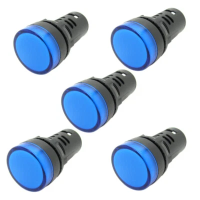 5 x Pure Blue 22mm 0.87" 24V DC AC LED Indicator Light Power Signal Panel Lamp - Image 1 of 4