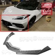 For Chevy Corvette C8 2020-2024 5VM Style Carbon Fiber Front Bumper Lip Spoiler