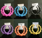 Large Colourful Womens Bamboo Earrings Gold Hoop Hip-Hop Big Ladies Hoops Neon