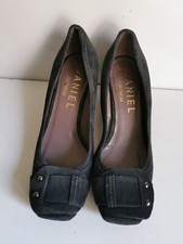 DANIEL DESIGNER UK 3 EU 36 WOMENS DARK GREY SUEDE LEATHER COURT LOW HEELS SHOES