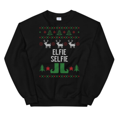 Elfie Selfie Ugly Christmas Style Winter Holiday Party Unisex Sweatshirt 