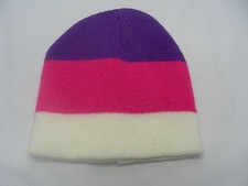 PURPLE/PINK/WHITE - NEWBORN INFANT SIZE - STOCKING CAP BEANIE HAT 