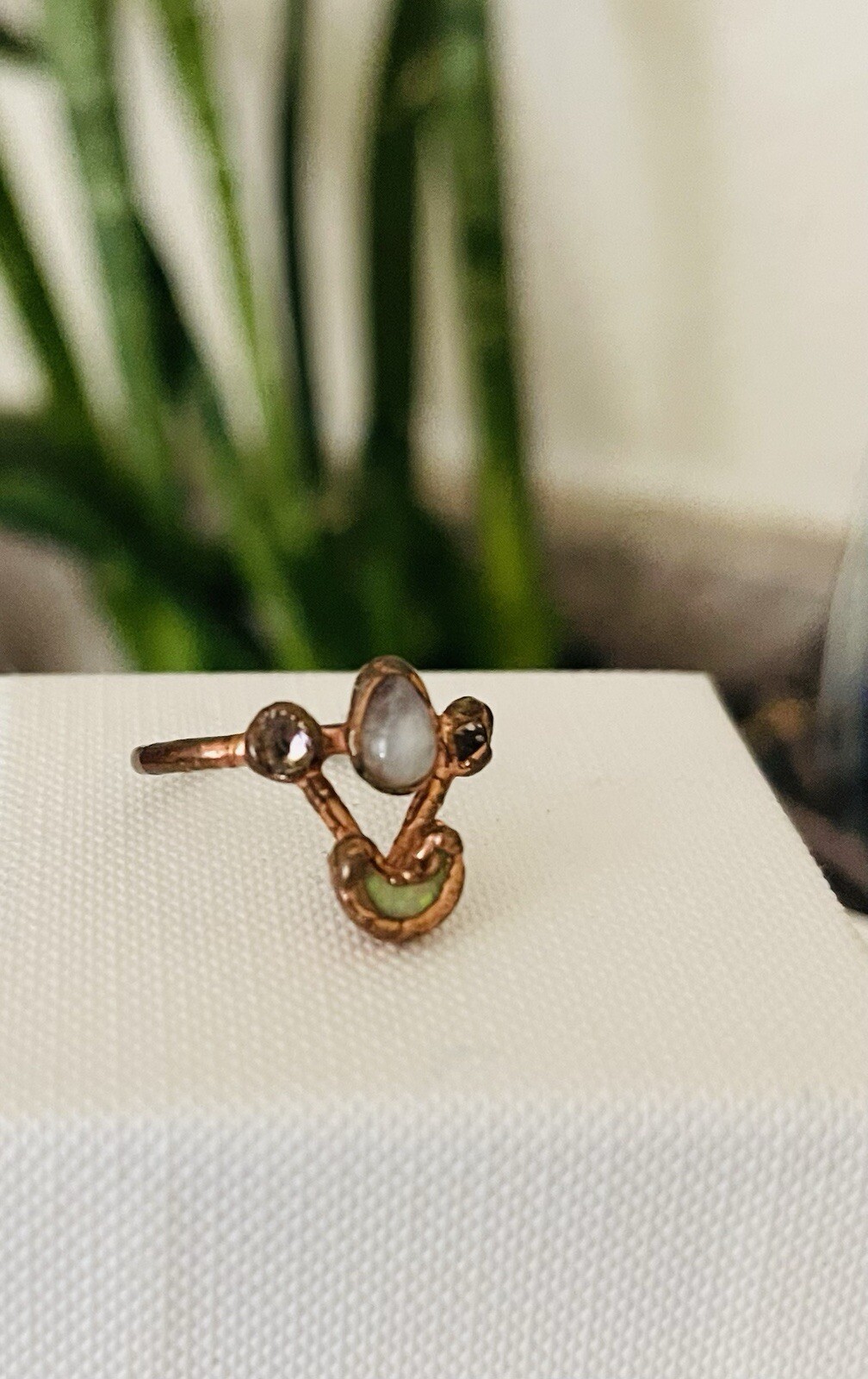 Copper ring Moonstone Opal Quartz - image 3