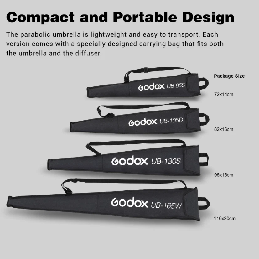 Godox Parabolic Reflective Umbrella + Soft Diffuser Cover Cloth 85/105/130/165CM - Image 4 of 4