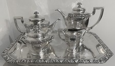 Rare Hermann Spliedt (Itzehoe) German Hand Hammered 5-Pieces Silver Tea Set