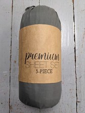 PREMIUM Twin 3Pc Gray Sheet Set, Soft Hypoallergenic - New in Package