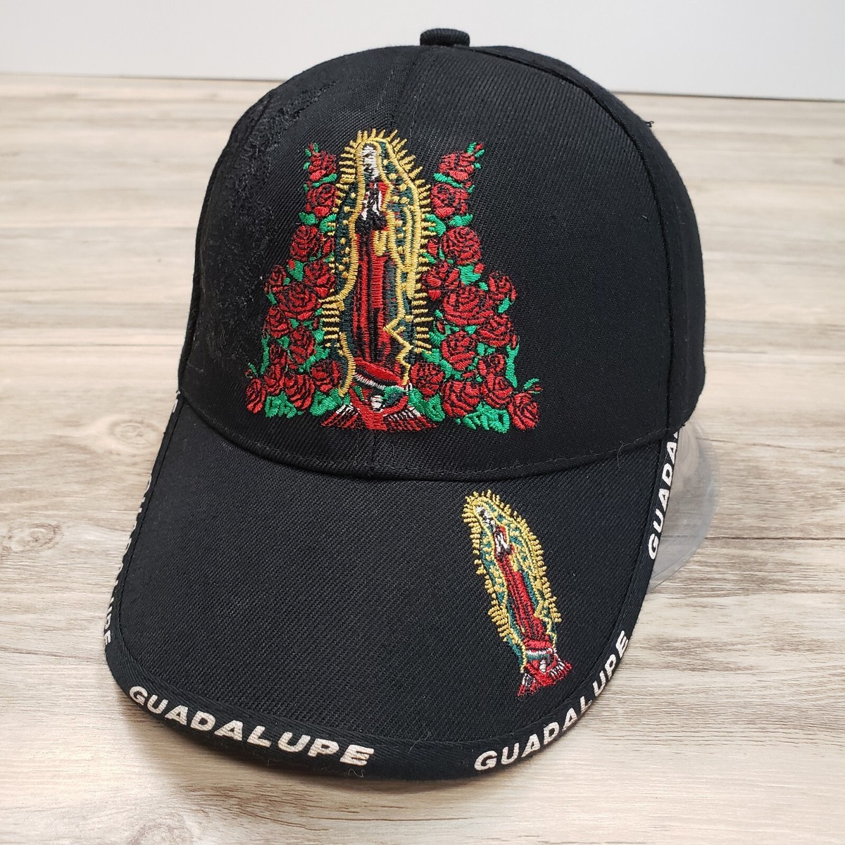 La Virgen de Guadalupe Hat Cap Snapback Black Embroidered 