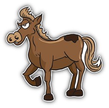 Funny Horse Cartoon Car Bumper Sticker Decal 5'' x 5''