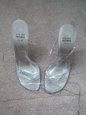 Stuart Weitzman Silver Lace Up  4" Heel Sandals Sz 7.5 M /Run Small Sz 6