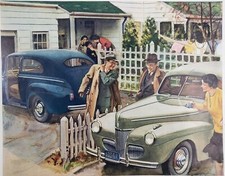 Ford Motor Car Sedan Vintage 1941 Ad Magazine Print Automobile Family Picket