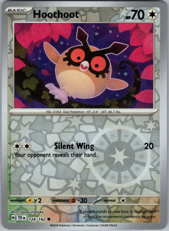 Pokemon -    Hoothoot - 126/162  -  Reverse Holo - Temporal Forces - NM/M - NEW