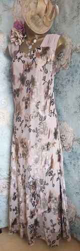Jacques Vert Dress Jacket Beige Taupe Cream Floral Silk Evening Wedding 18 20 - Picture 16 of 23