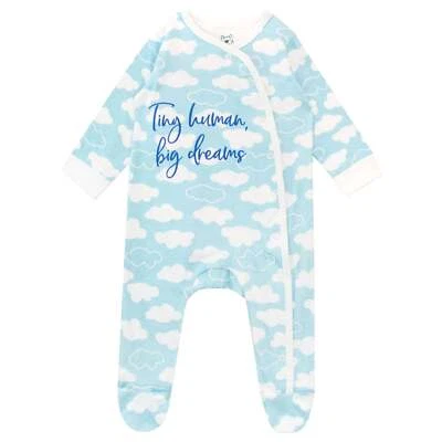HARRY BEAR Strampler Baby Schlafanzug Baby Junge 0-18 Monate blau weiß Wolken Träume Geschenk