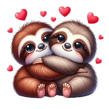 Wall Decal Sticker Sloth, Couple Valentine's Day Wall Sticker 18X18cm Large