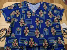 New Women's Size Large Scrub Top tie In the back By Cassandra O