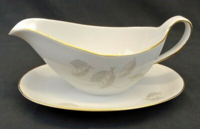 Winterling Bavaria Germany China Gravy Sauce Boat Autumn Leaf Gold Rim Vintage 