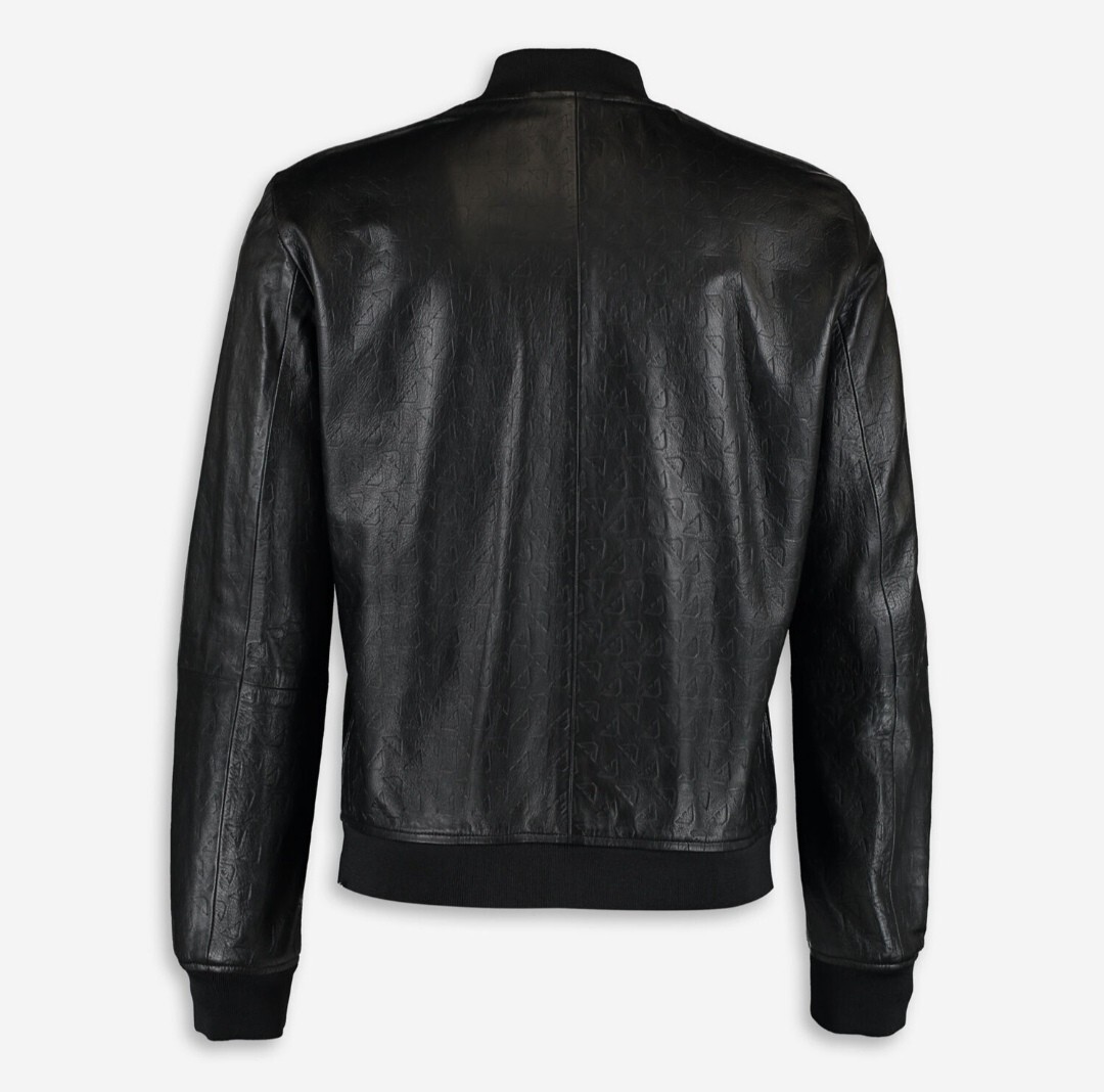MEN EMPORIO ARMANI EMBOSSED LOGO LAMB LEATHER BOMBER JACKET Sz M  BNWT RRP £1650 image 10